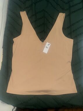 Express Sleeveless V-Neck Tank Top in Nude